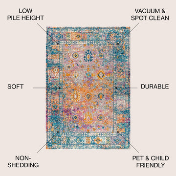 Vibrant bohemian Flair Boho Vintage Medallion Area Rug